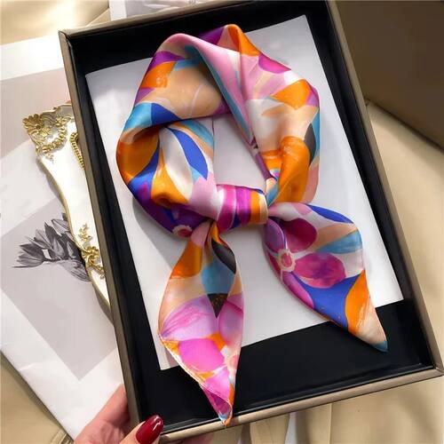 2024 Luxury Square Silk Scarf for Women  Hair Bands Neckerch