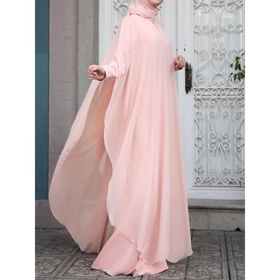 ZANZEA Women Chiffon Abay Eid Mubarek Muslim Dresses Robe Lo