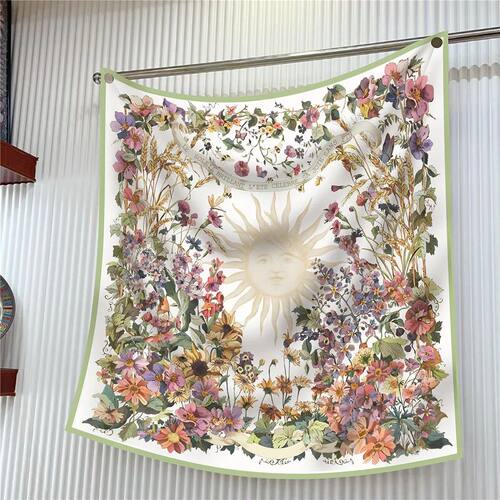 90cm Brand Square Scarf Women Fashion Floral Twill Silk Scar