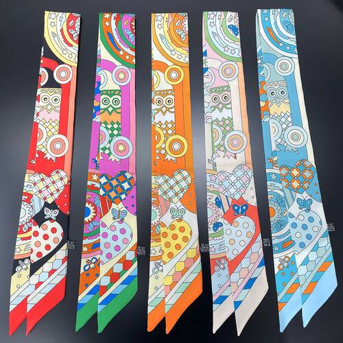 2024 Brand New Design Owl Scarf Women Luxury Silk Scarf Fash