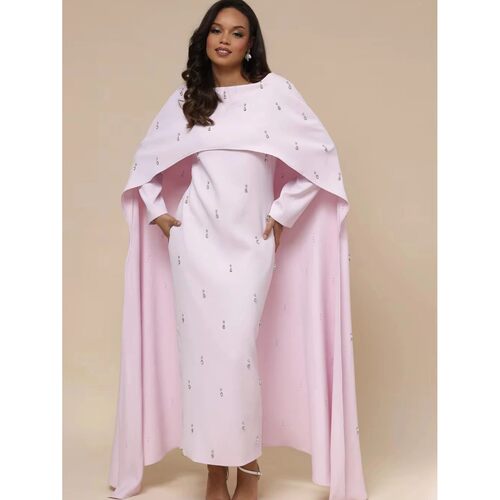 Luxury Women Cape Abay Pearl Diamond Embellished Caftan
