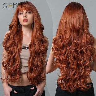 GEMMA Copper Ginger Long Wavy Wig Synthetic Red Brown Wigs w