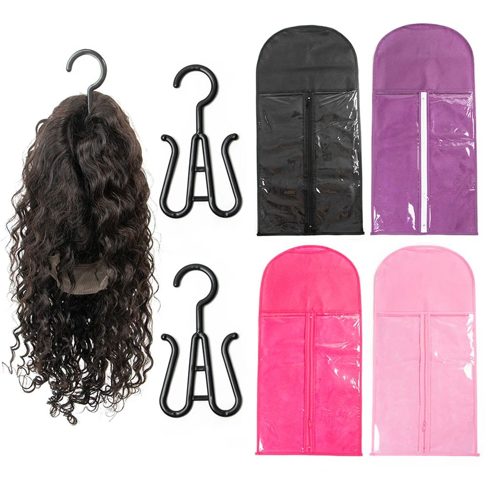Wig packaging bag with hook wig storage dust bag hair access