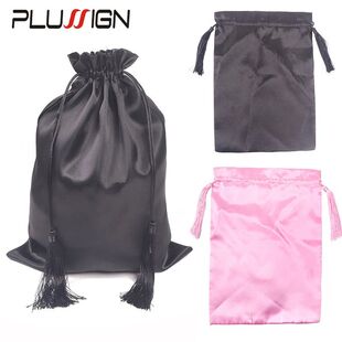 1Pcs Satin Bags Hair Storage Bag With Drawstring Tassel For
