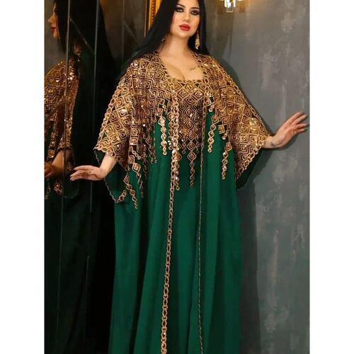 Elegant 2 Piece Set Party Abay for Women with Inner Dress