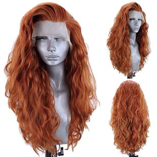 13X4 Ginger Synthetic Lace Front Wig Long Wavy Black Hair Co