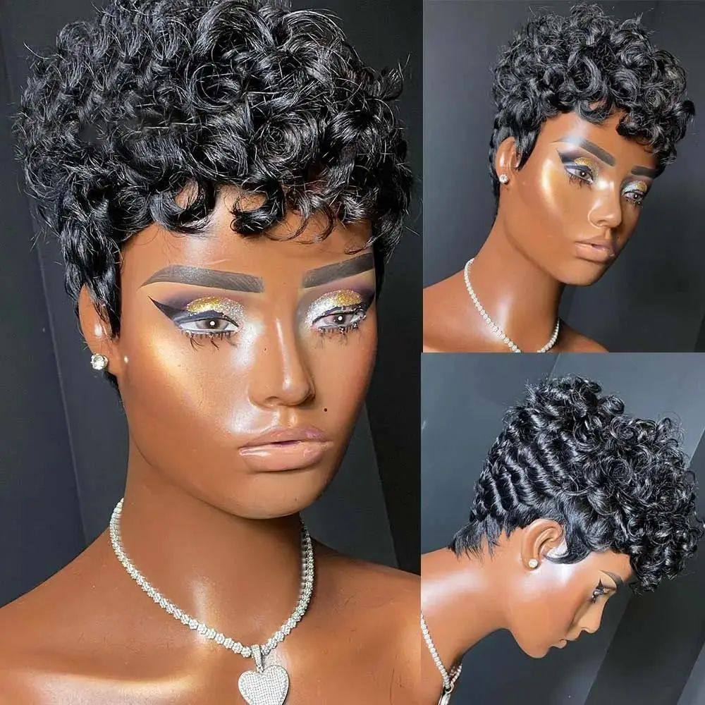 hort Pixie Wigs for Black Women Short Black Curly Pixie Wigs