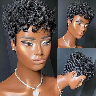 hort Pixie Wigs for Black Women Short Black Curly Pixie Wigs