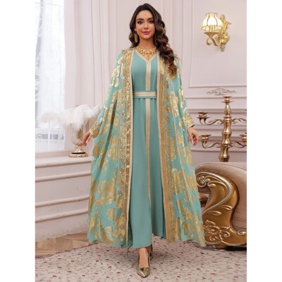 Women Embroidery Abay Jalabiya Elegant Loose Party Gown