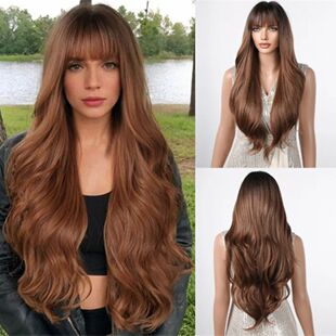 Ombre Honey Brown Synthetic Hair Wigs Long Natural Body Wavy