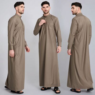 Muslim Men White Islam Jalabiya Thobe Arab Kurta Pajama Duba