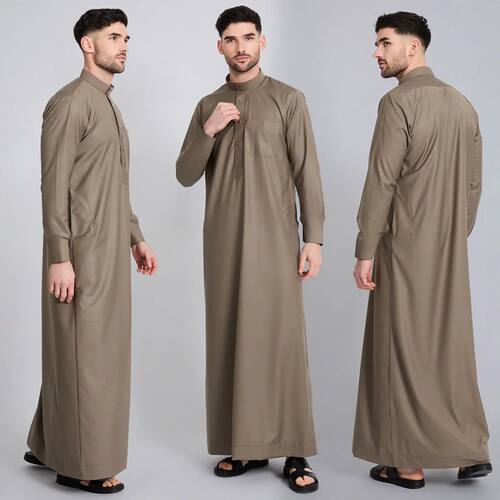 Muslim Men White Islam Jalabiya Thobe Arab Kurta Pajama Duba