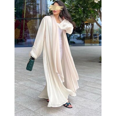 Luxury Silky Abayas Women Fashion Jalabiya Casual Robe Dress