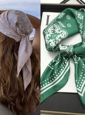 Fashion Print Silk Hairbands Scarf Women 2025 Spring New Ela