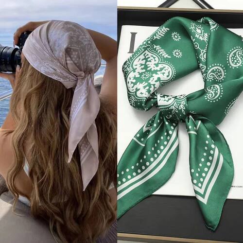 Fashion Print Silk Hairbands Scarf Women 2025 Spring New Ela