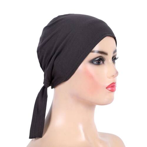 H048 Plain Cotton tie back hats Muslim Turban Pure Color Str