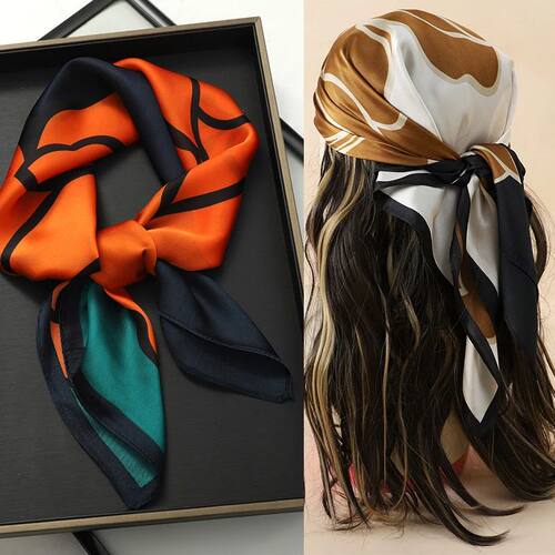 Luxury Brand 2023 Silk Square Scarf Women Cat Neck Hair Tie