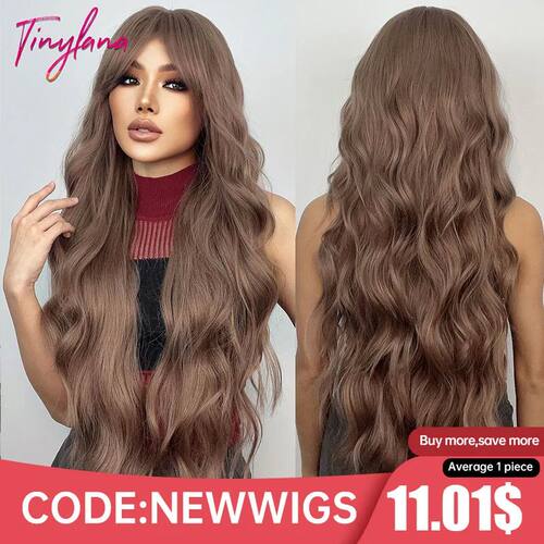 Super Long Curly Chocolate Brown Synthetic Hair Wigs with Ba