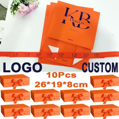 Customized LOGO Gift Box 10Pcs Folding Box Wig Ribbon Holida
