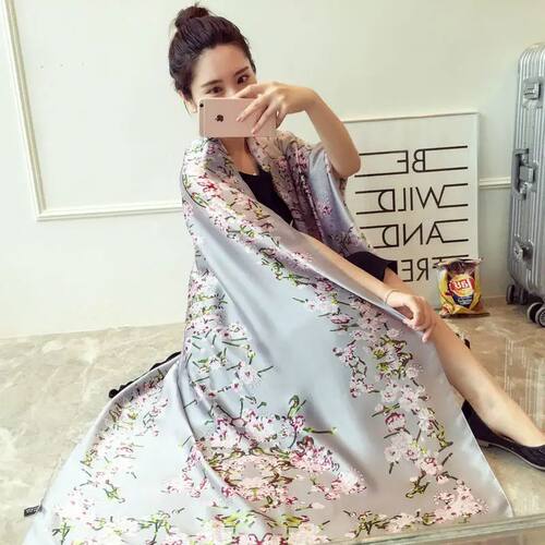 100% Natural Silk Scarf Women Luxury Brand Digital Print Flo