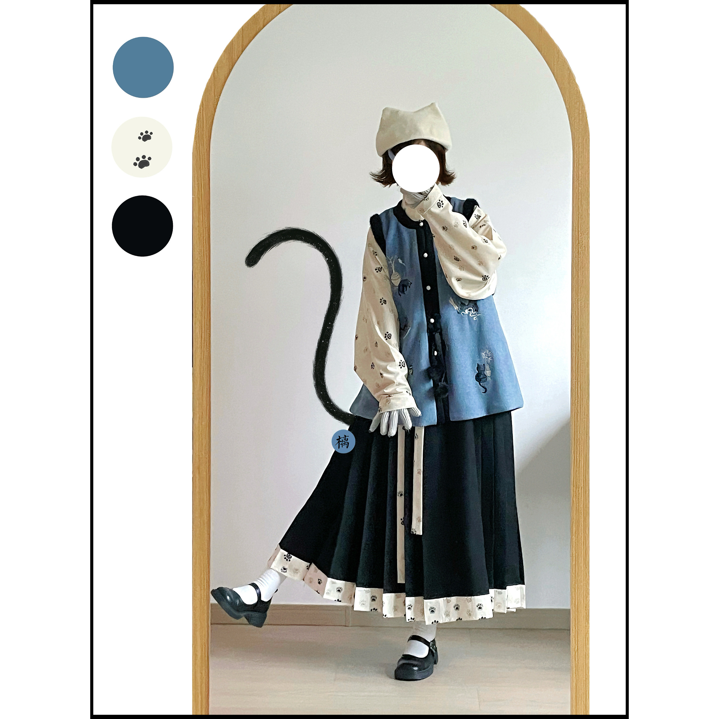 织春集原创【猫咪】明制汉女服圆领比甲刺绣加绒改良马面裙日常冬,女装/女士精品,汉服套装,淘宝优惠券,粉丝福利购,淘宝优惠卷