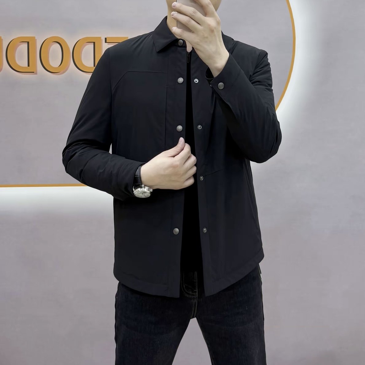 冬季新款高端男士行政商务翻领夹克保暖白鹅绒羽绒服简约百搭外套