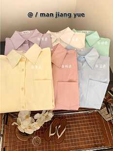 短袖夏季韩系设计感新款多巴胺色系衬衫女内搭叠穿宽松百搭显瘦