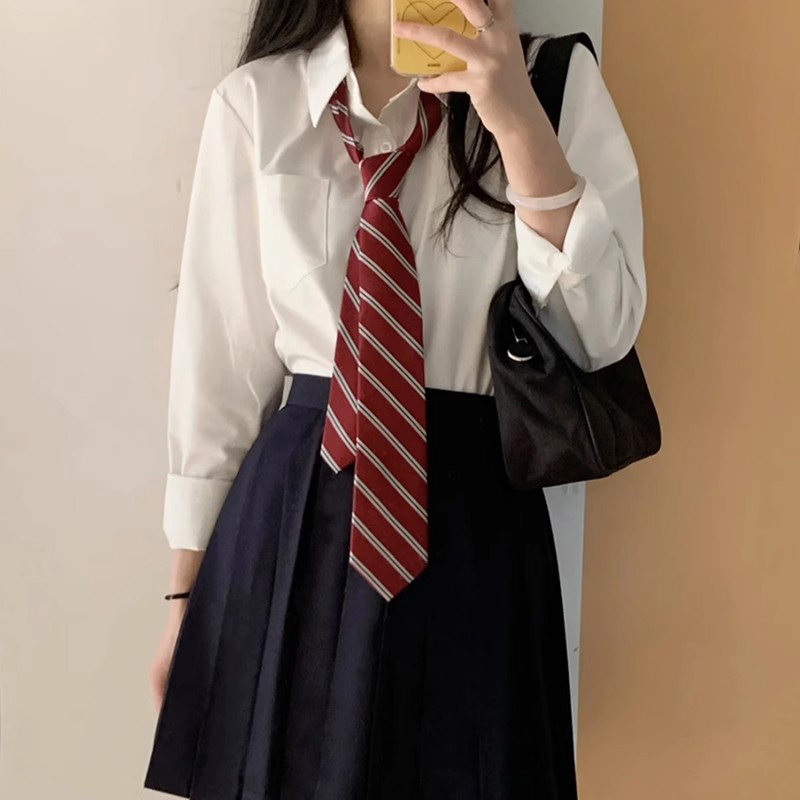 jk短袖衬衫女基础款叠穿图片