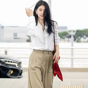 白衬衫女高级感轻奢减龄洋气长袖职业通勤面试宽松休闲不易皱上衣