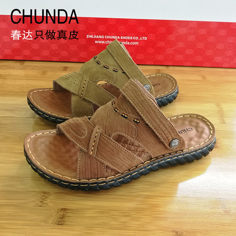 春达男凉鞋夏季凉拖鞋露趾男士休闲凉皮鞋沙滩鞋子罗马真皮凉鞋潮