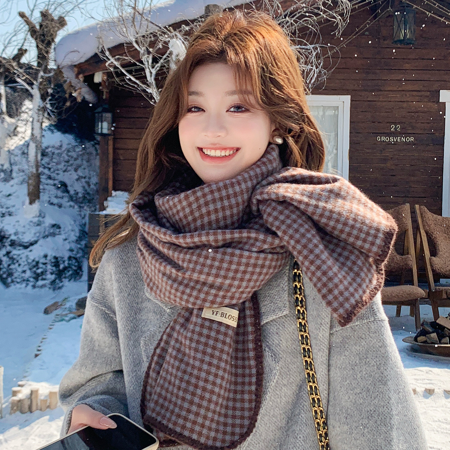 2025新款千鸟格子围巾女秋冬季保暖防寒百搭学院风学生保暖围脖潮,服饰配件/皮带/帽子/围巾,围巾/丝巾/披肩,淘宝优惠券,粉丝福利购,淘宝优惠卷