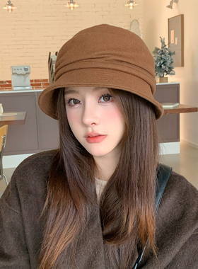 秋冬羊毛呢保暖遮阳显脸小渔夫帽