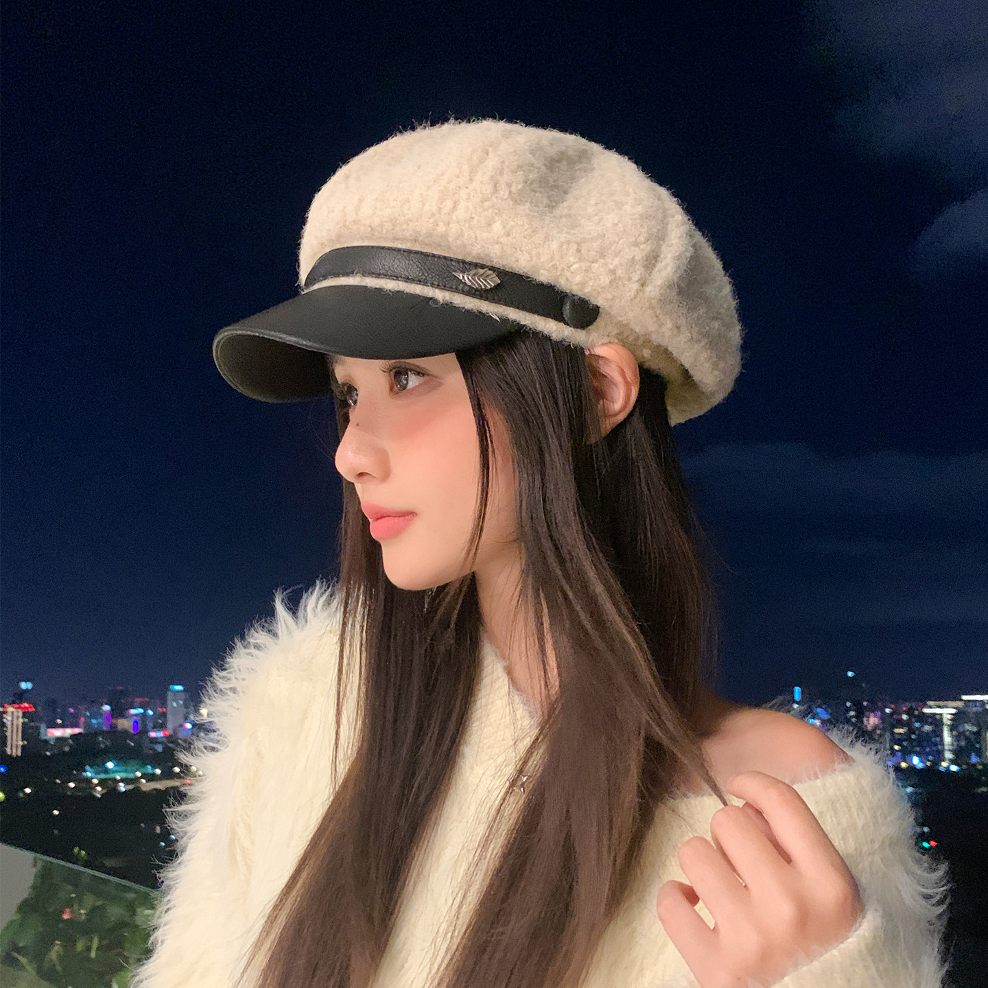 防羊羔绒八角帽女士2025秋冬季保暖鸭舌贝雷帽气质款皮檐画家帽子,服饰配件/皮带/帽子/围巾,帽子,淘宝优惠券,粉丝福利购,淘宝优惠卷