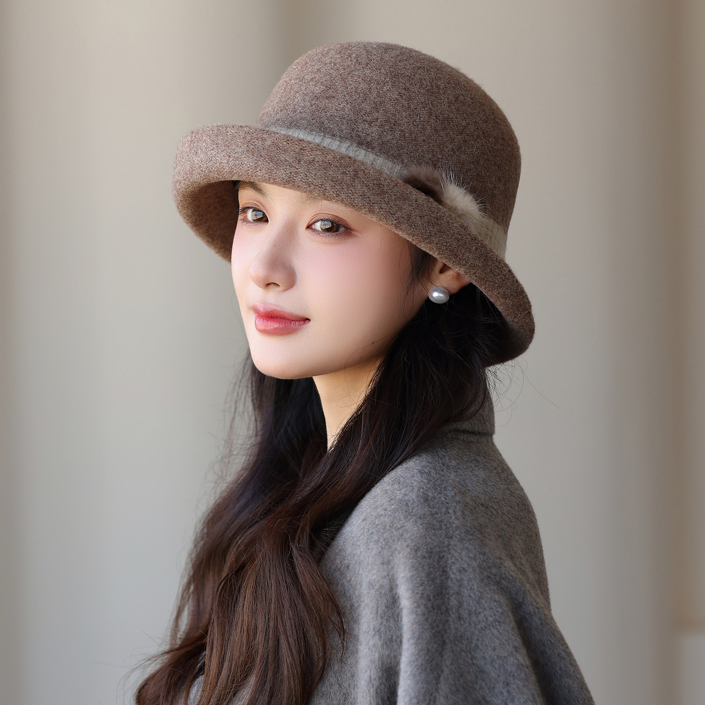 卷边羊毛呢子渔夫帽女士2026春秋季洋气优雅妈妈轻奢中老年盆帽冬,服饰配件/皮带/帽子/围巾,帽子,淘宝优惠券,粉丝福利购,淘宝优惠卷