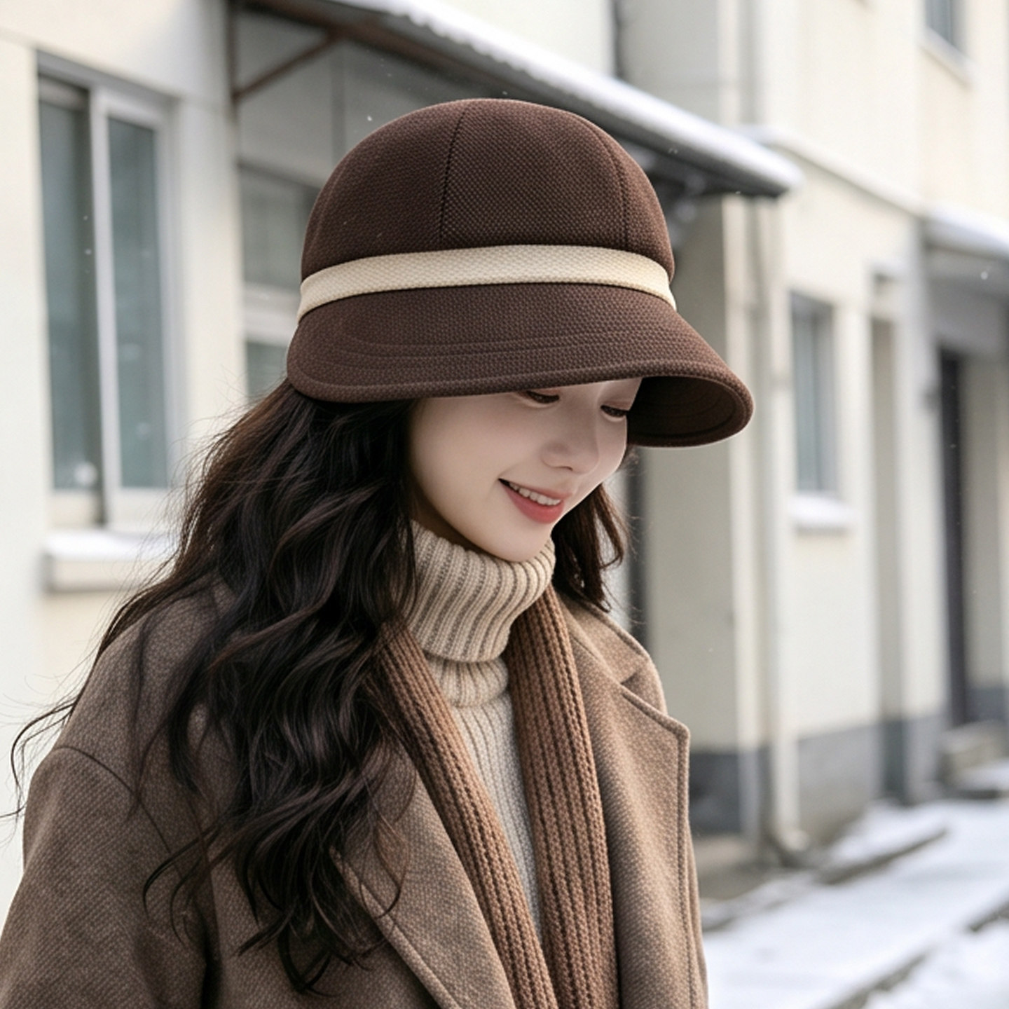 露思款鸭舌帽子女2026秋冬季加宽大头围显脸小保暖时尚防晒遮阳帽