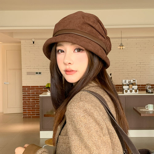 秋冬女护耳加厚显脸小渔夫帽