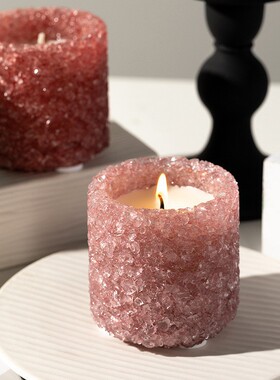 情侣家庭茶室适用晶石香薰蜡烛杯圣诞节伴手家居摆件无烟香薰蜡烛