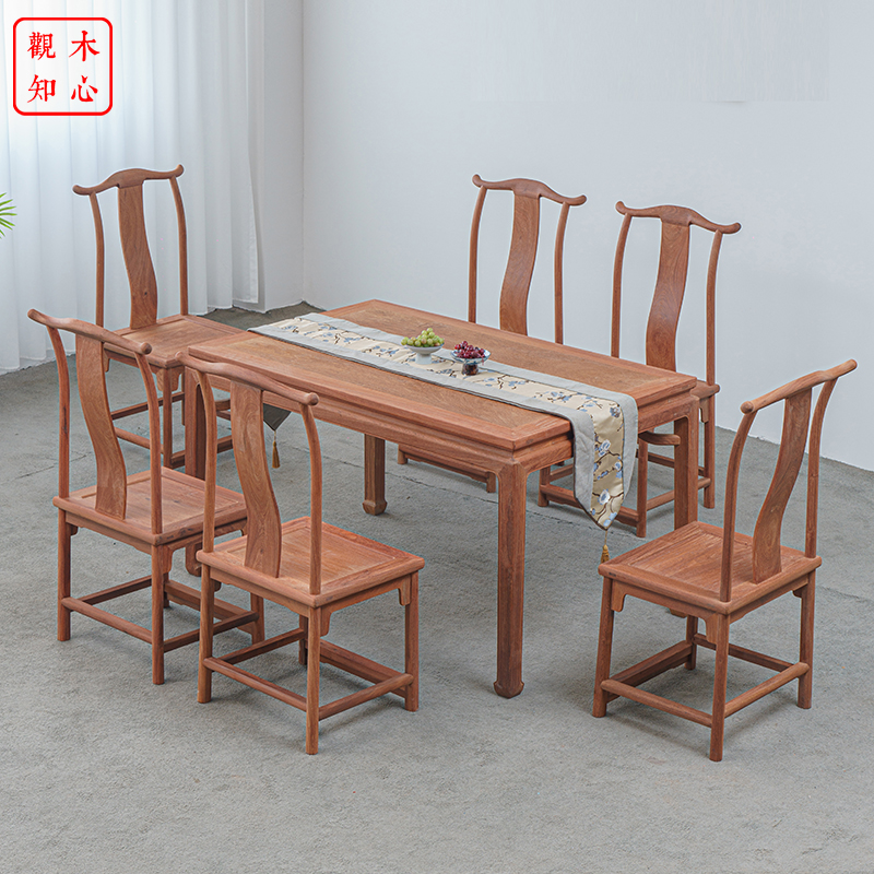 高工缅甸花梨木霸王枨长餐桌