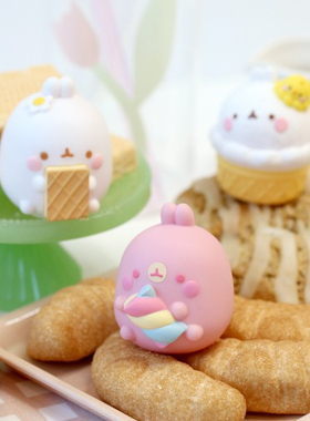 韩国正版molang兔盲盒甜品下午茶饼干萌浪小兔子潮玩手办公仔摆件