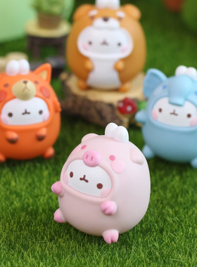 韩国molang兔可爱动物园大象柴犬桌边手办盲盒