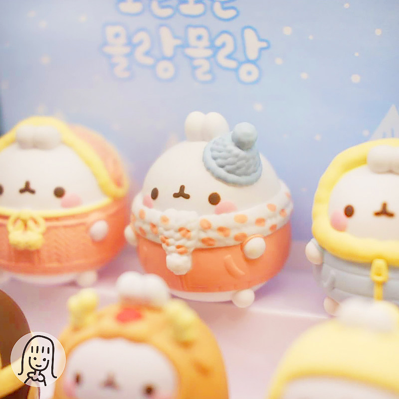 韩国进口萌系molang兔 暖冬限定款 迷你玩偶动物卡通公仔盲盒包邮