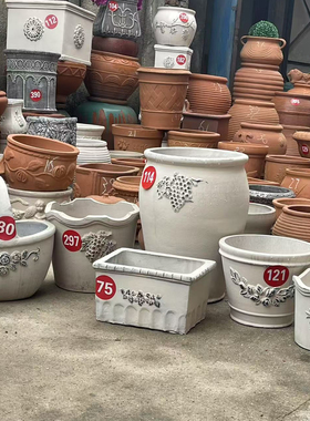 35X50 34X23X20 40X40 32X25 25X20白色红陶花盆园林景观陶罐庭院