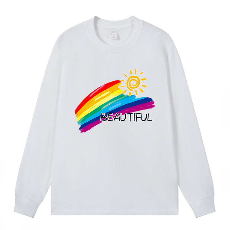 毕业彩虹太阳t恤班服学生运动会长袖活动文化衫定制工作服印logo