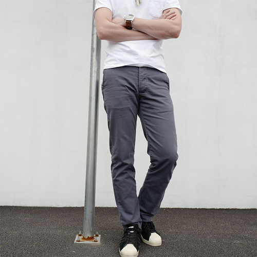 小溪复古卡其裤修身显瘦直筒潮