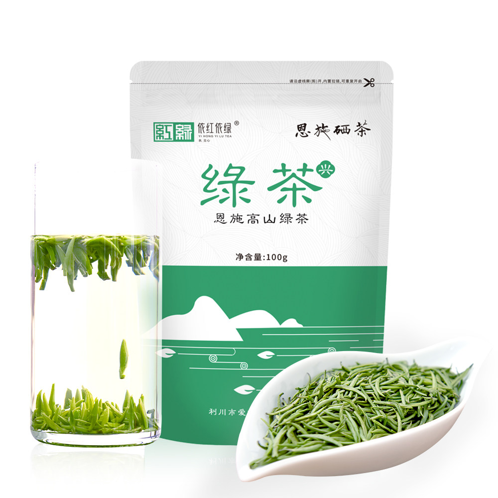 依红依绿湖北恩施硒茶高山绿茶明前芽茶鲜爽贡芽袋装100g