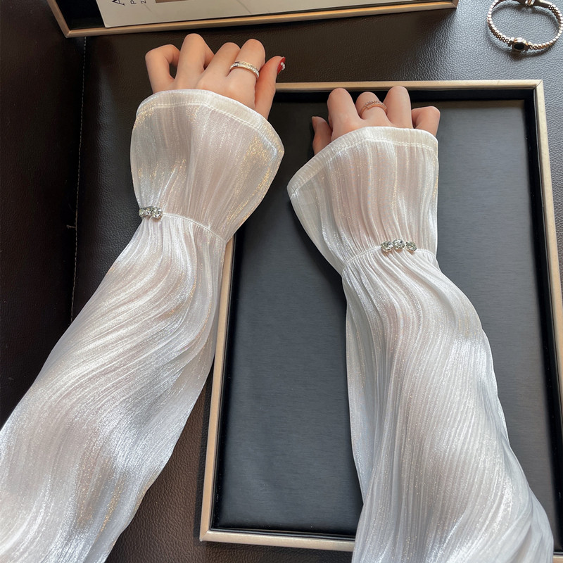 夏季宽松冰丝袖套珠光丝绸钉珠防晒冰袖户外开车防紫外线护臂手袖,服饰配件/皮带/帽子/围巾,防晒袖套,淘宝优惠券,粉丝福利购,淘宝优惠卷