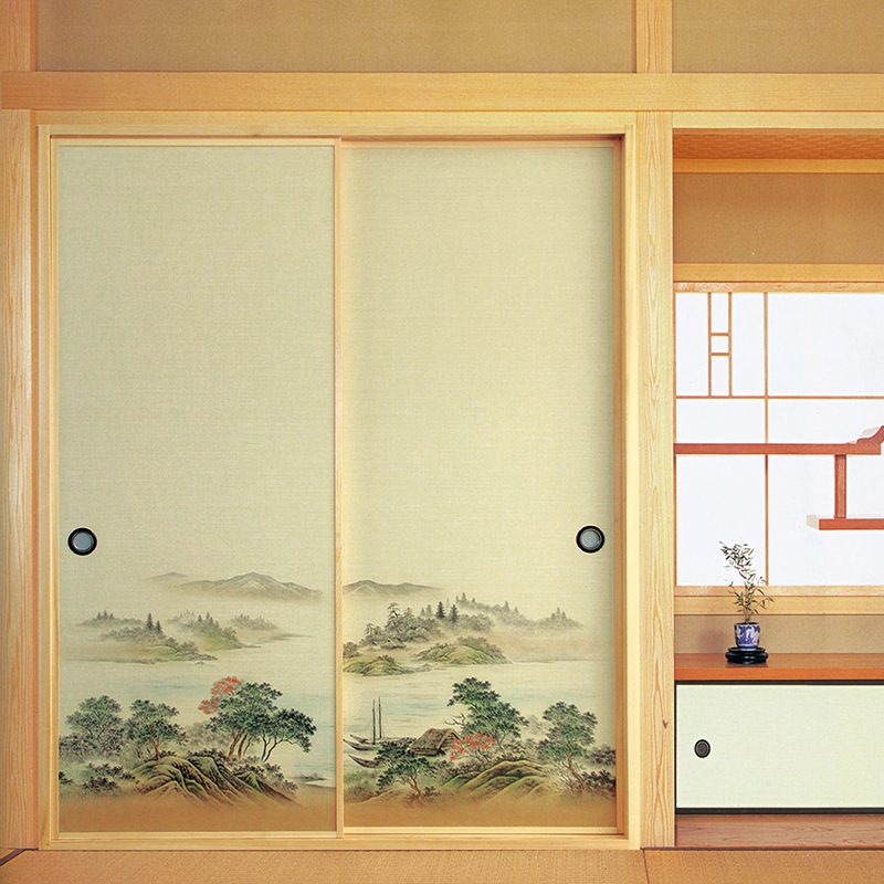 日式衣柜山水画推拉门榻榻米定制