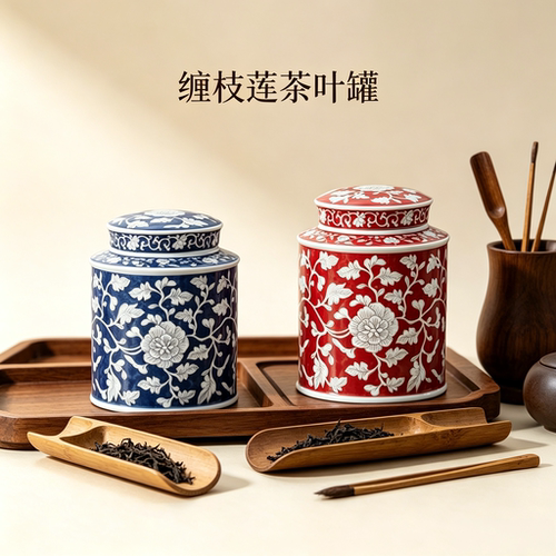 （买一送一）高级陶瓷茶叶罐旅行茶叶罐密封防潮陶瓷罐子储茶罐