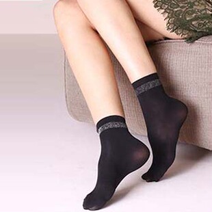 8双耐尔100D天鹅绒短丝袜时尚银环二骨对对袜加厚春秋冬季中筒女