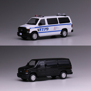 596 1/64 福特e350 黑色 NYPD纽约涂装 合金汽车模型